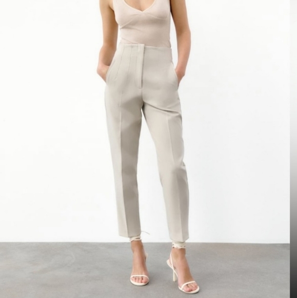 Zara * high waisted cream pants bloggers favorite - Picture 14 of 16